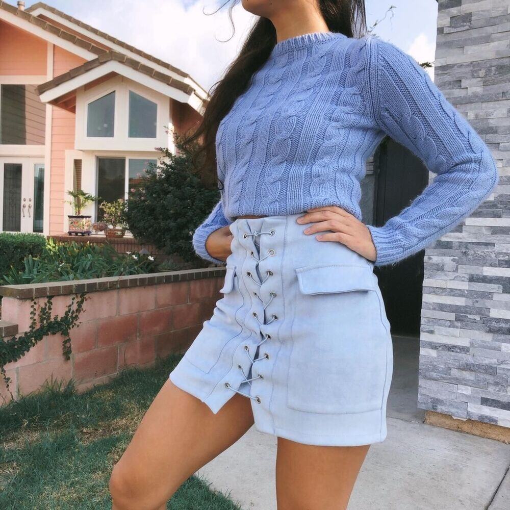 Baby Blue Cable Knit Sweater 🦋